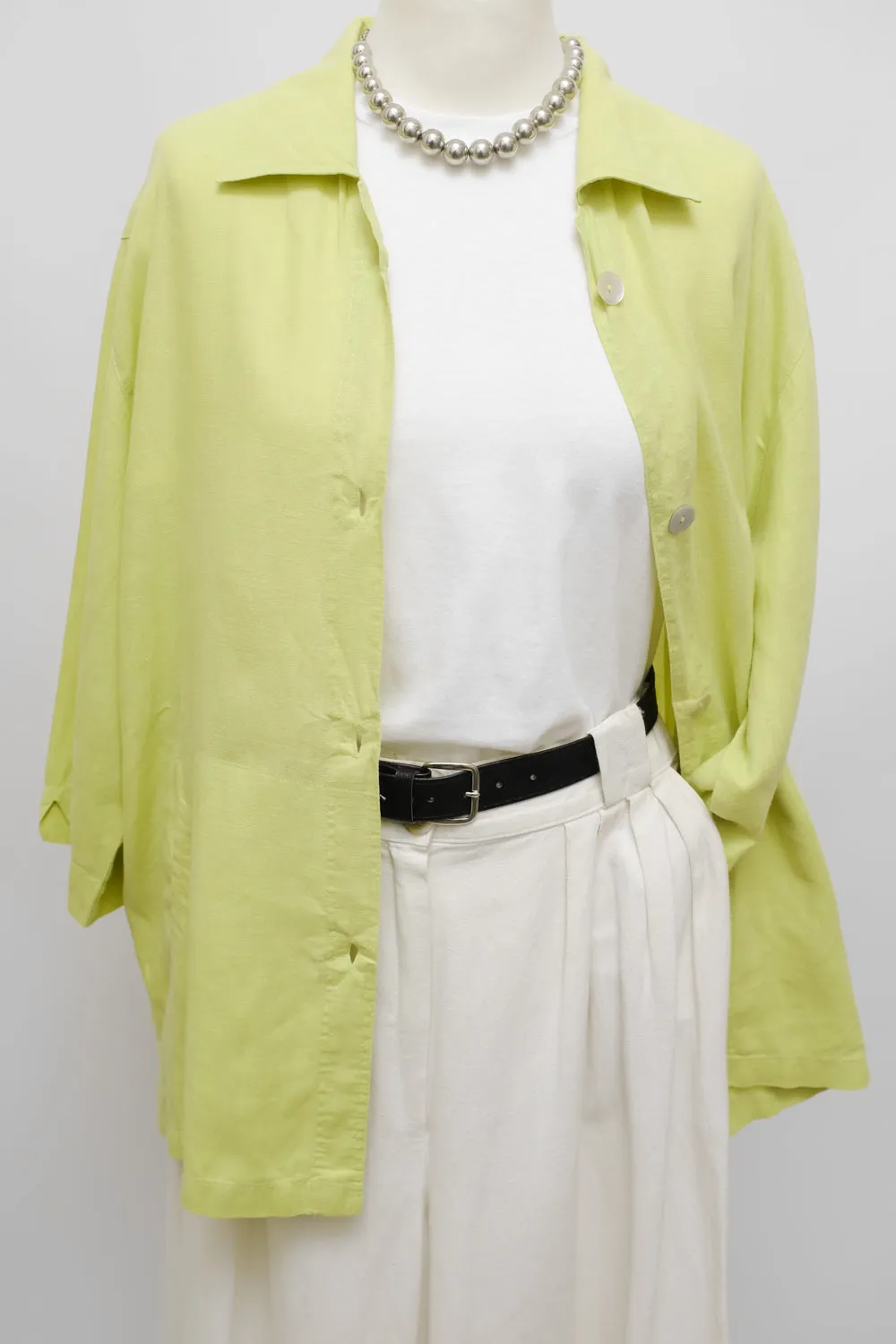 PURE LINEN LIME OVERSIZE SHIRT JACKET