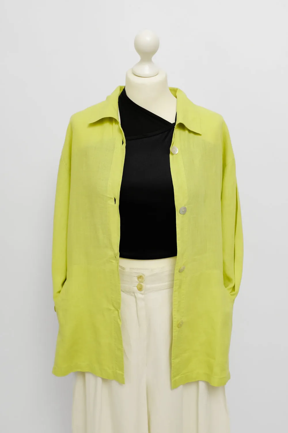 PURE LINEN LIME OVERSIZE SHIRT JACKET