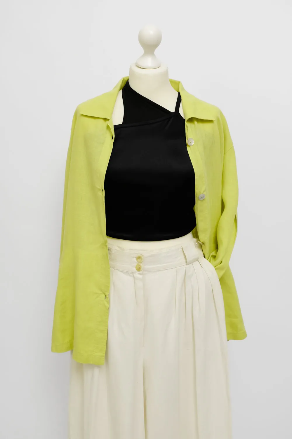 PURE LINEN LIME OVERSIZE SHIRT JACKET