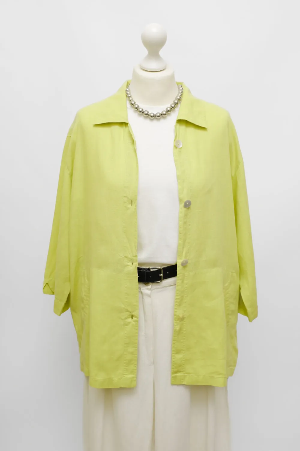 PURE LINEN LIME OVERSIZE SHIRT JACKET