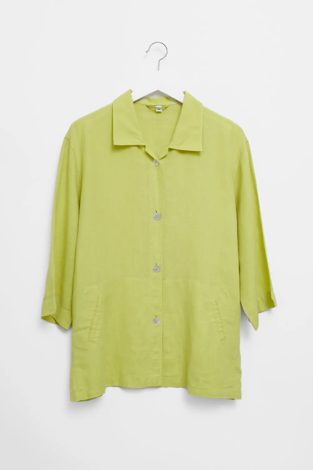 PURE LINEN LIME OVERSIZE SHIRT JACKET