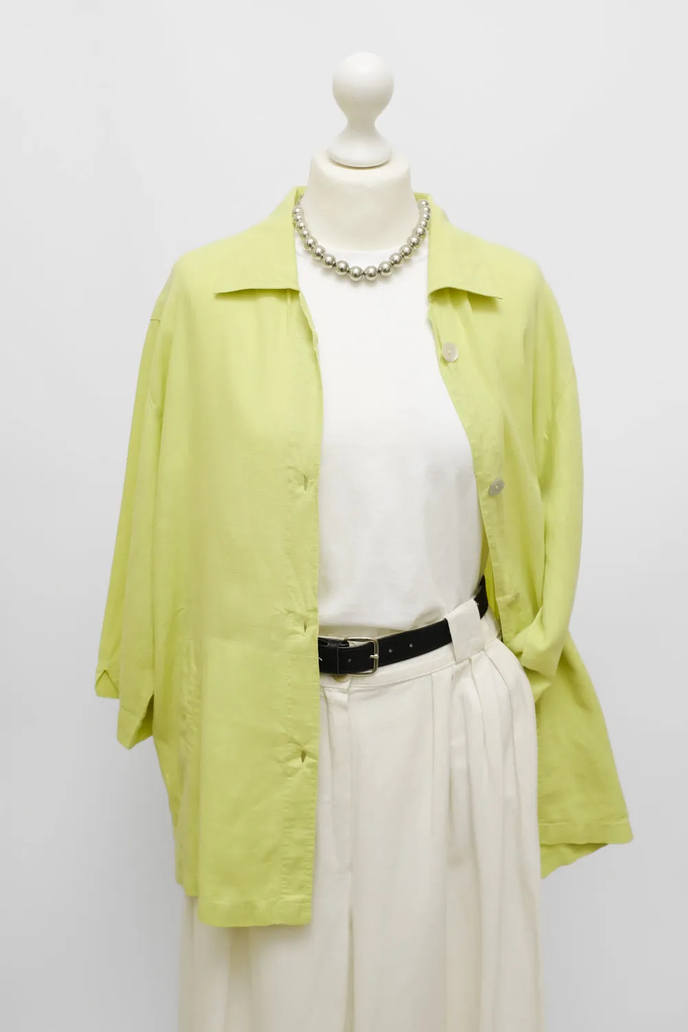 PURE LINEN LIME OVERSIZE SHIRT JACKET