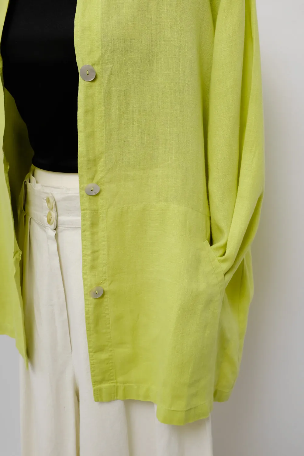 PURE LINEN LIME OVERSIZE SHIRT JACKET