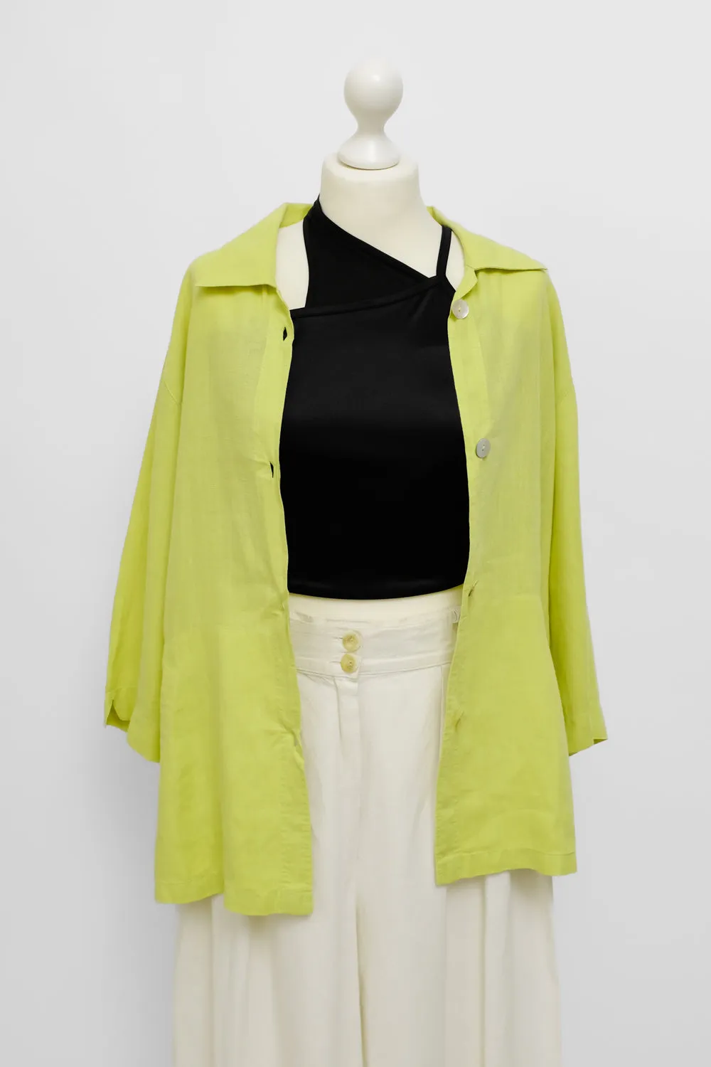 PURE LINEN LIME OVERSIZE SHIRT JACKET