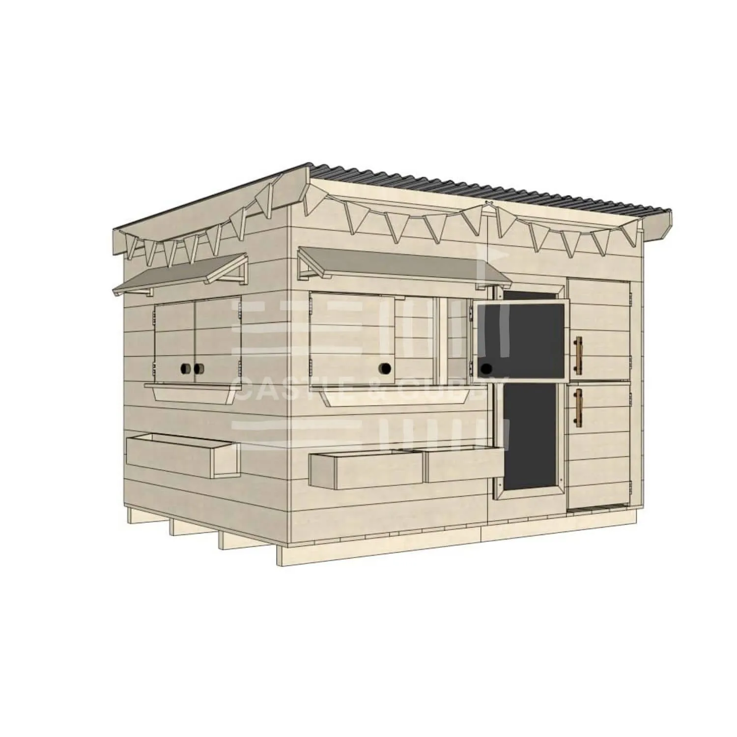 Signature Style: Flat Roof Wooden Cubby Houses