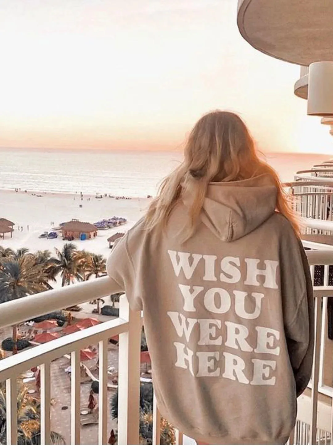 SXV  'wish you were here’ Printed Cool Aesthetic Sweatshirt Hoodie