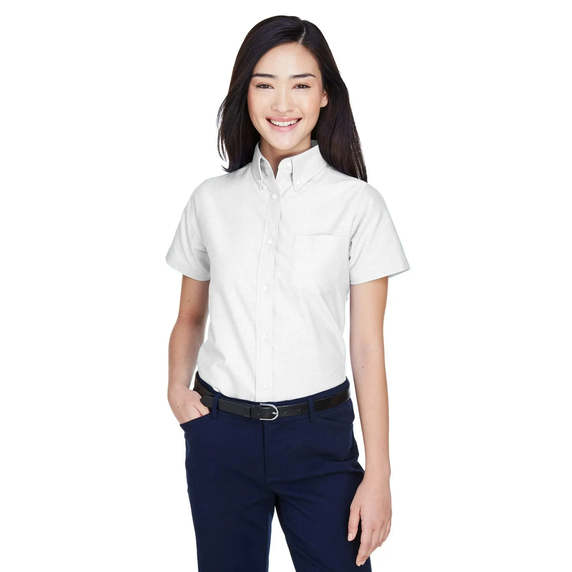 UltraClub Women Classic Wrinkle Resistant Sleeve Oxford White 2XLarge Shirt