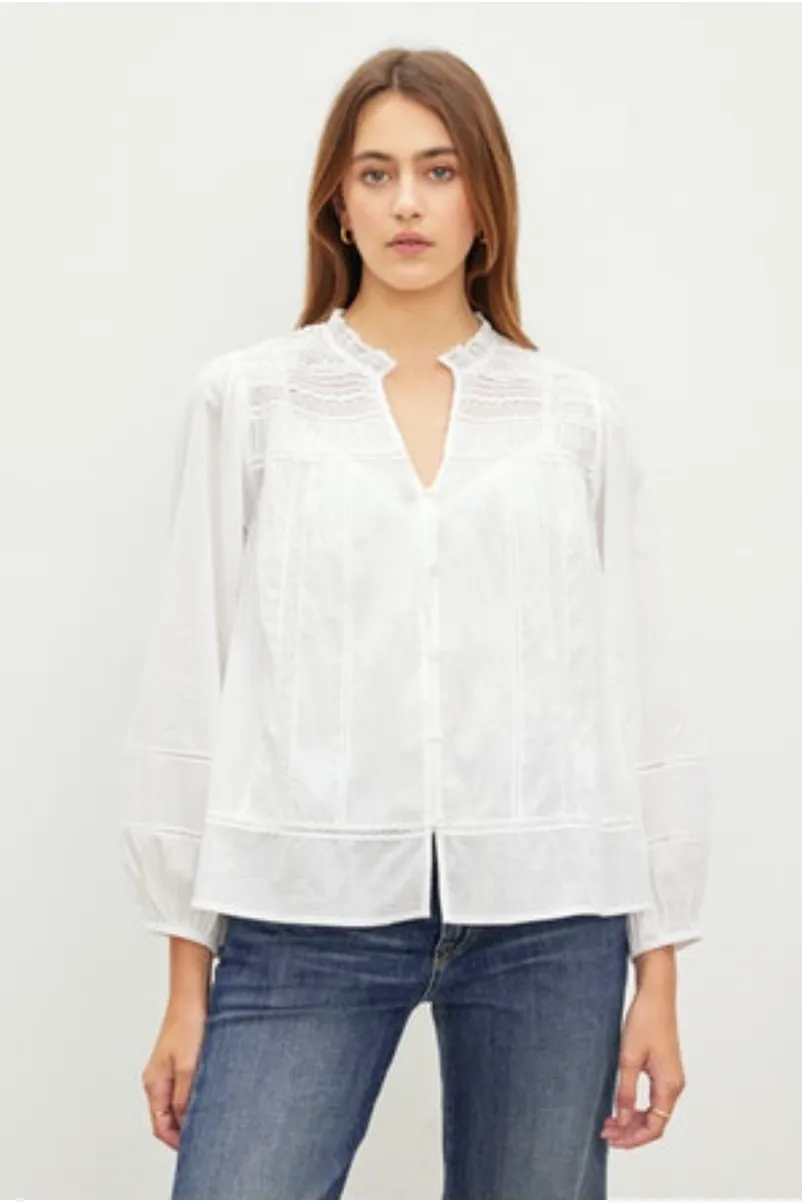 Velvet by Graham & Spencer Liam 06 Cotton Lace Blouse | White | Clearance Final Sale