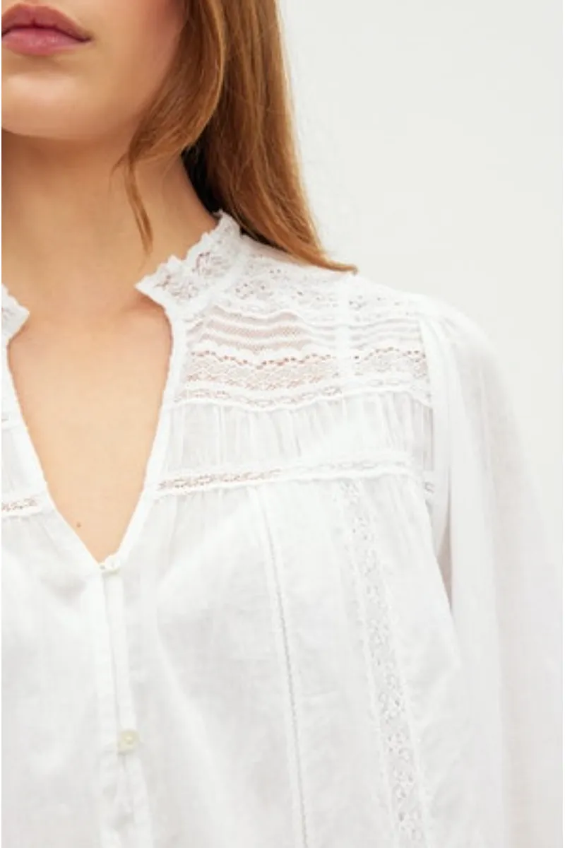 Velvet by Graham & Spencer Liam 06 Cotton Lace Blouse | White | Clearance Final Sale