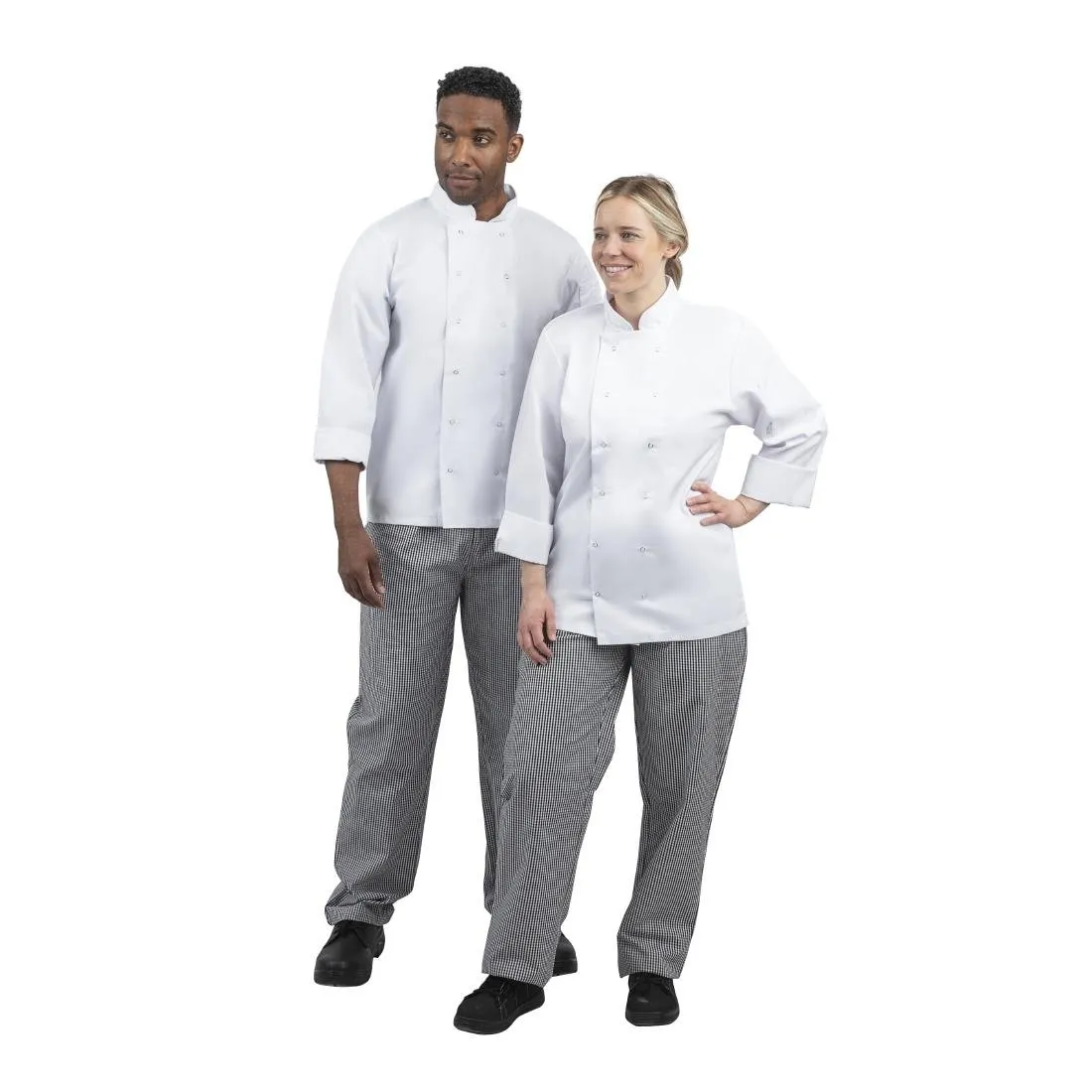 Whites Unisex Vegas Chefs Trousers Black and White Check M - DL712-M