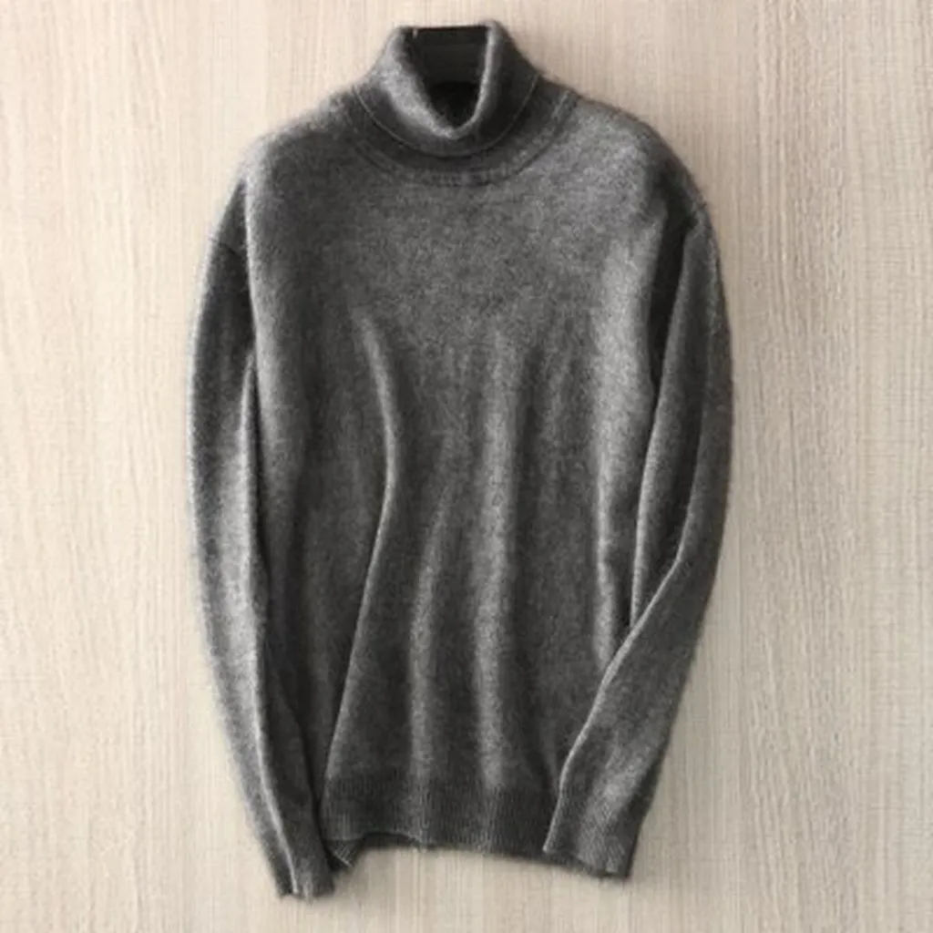 Winter Thick Warm Mink Cashmere Sweater Men Turtleneck Mens Sweaters Slim Fit Pullover Men Classic Wool Knitwear Pull Homme Tops