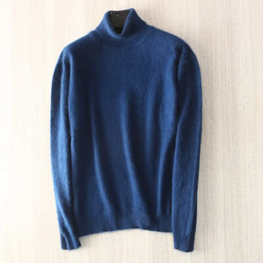 Winter Thick Warm Mink Cashmere Sweater Men Turtleneck Mens Sweaters Slim Fit Pullover Men Classic Wool Knitwear Pull Homme Tops