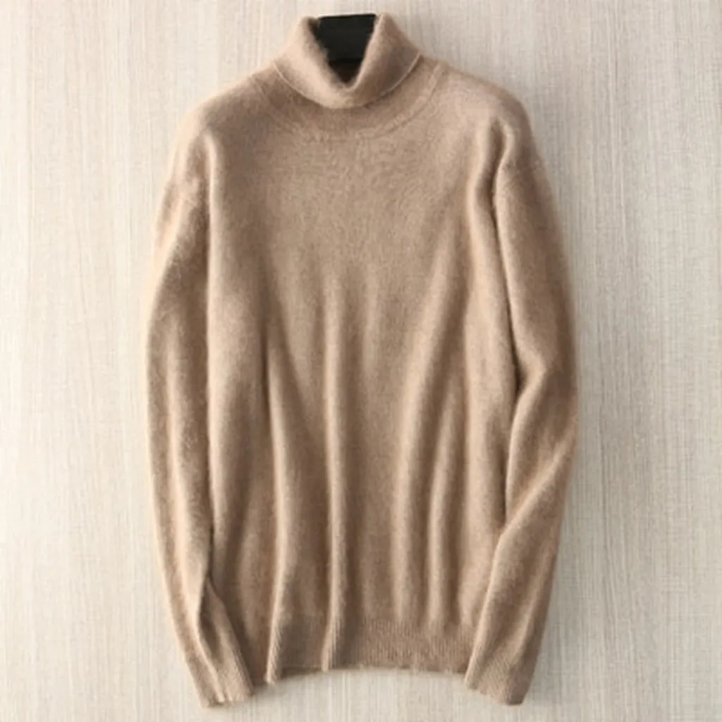 Winter Thick Warm Mink Cashmere Sweater Men Turtleneck Mens Sweaters Slim Fit Pullover Men Classic Wool Knitwear Pull Homme Tops