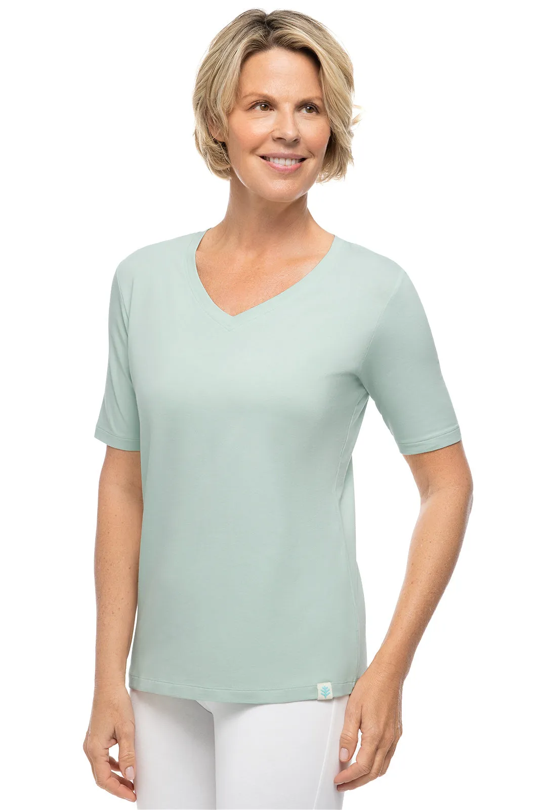 Women's Morada Everyday Short Sleeve V-Neck T-Shirt | Misty Aqua