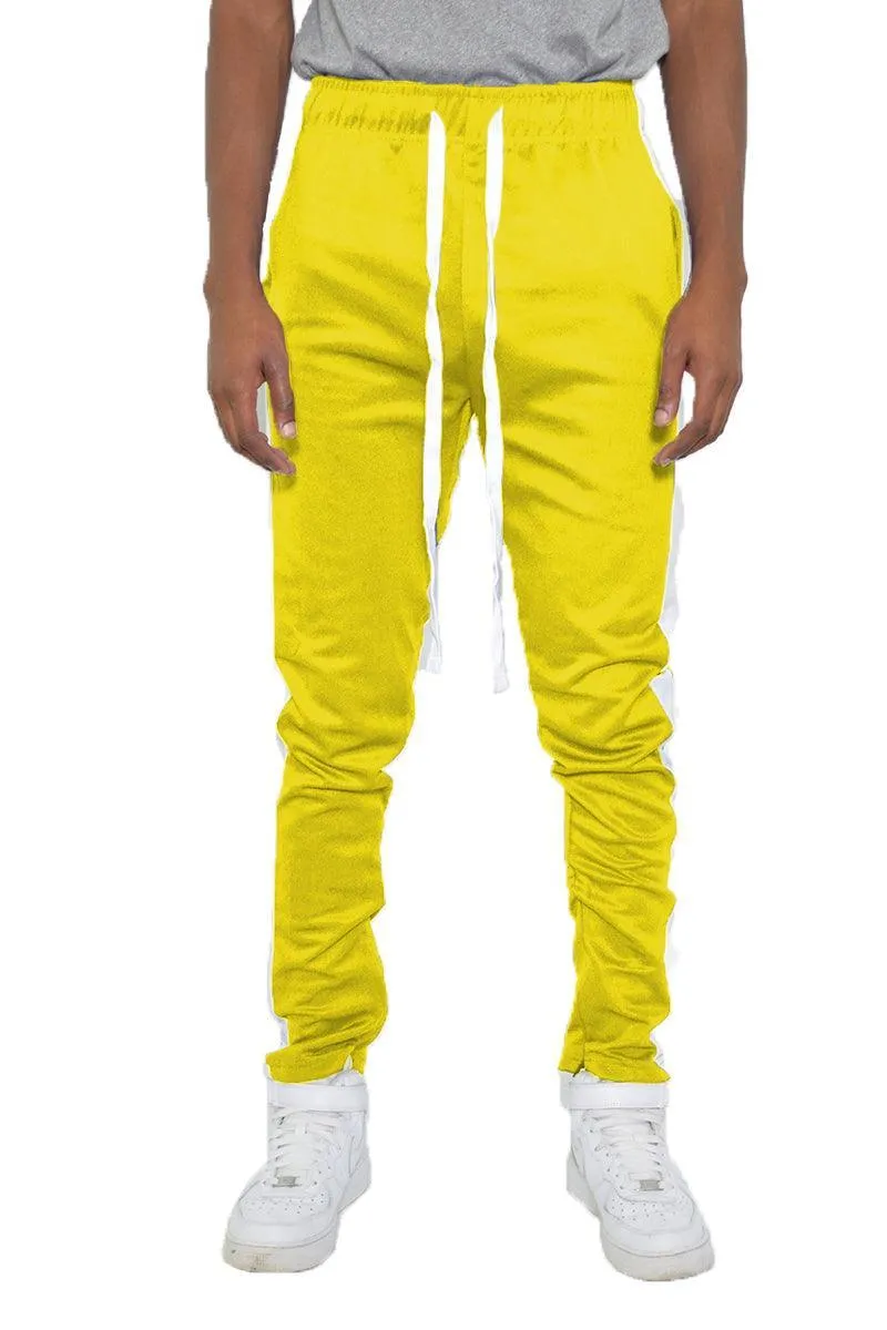 Yellow And White Classic Slim Fit Track Pants