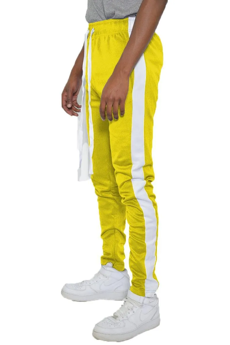 Yellow And White Classic Slim Fit Track Pants